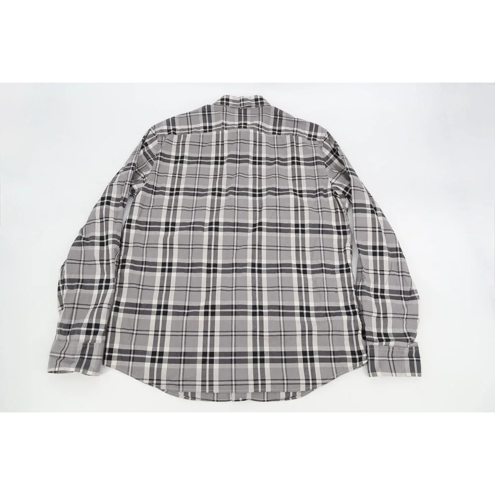 Banana Republic Button Down Shirt Mens‎ Large Gray Plaid Slim Untucked Fit New